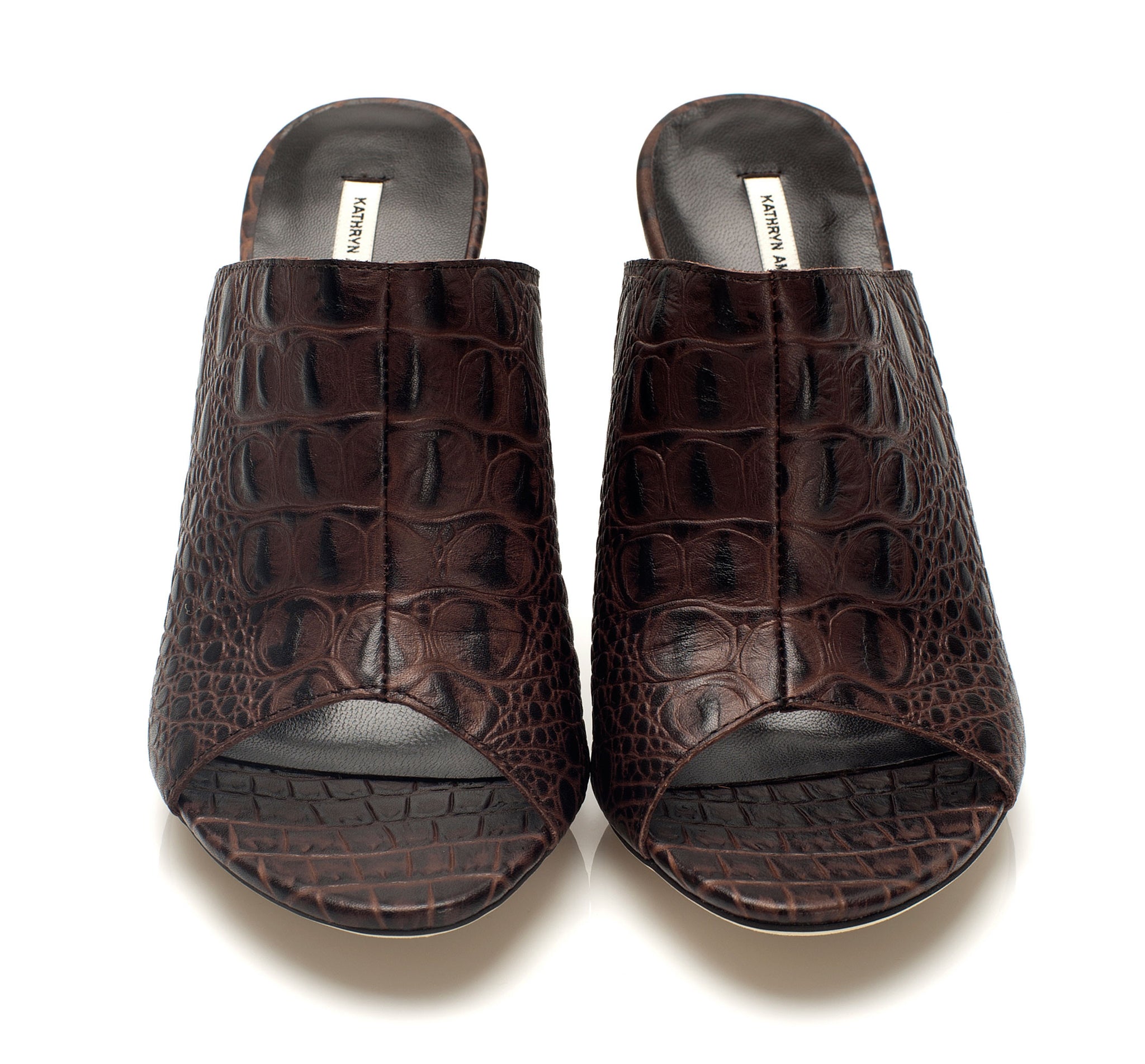 J581 leather slides; brown croc
