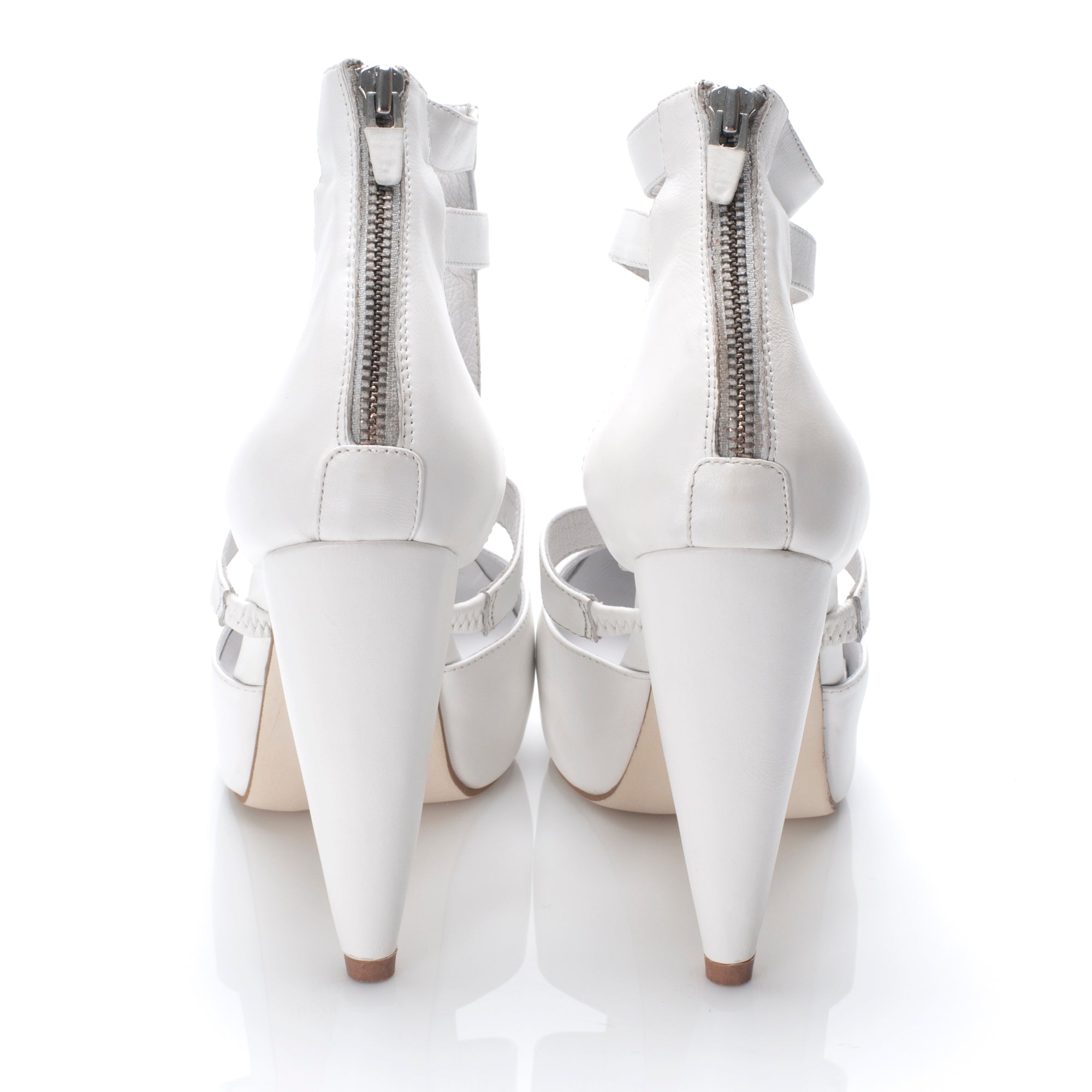 7321 leather heels; white