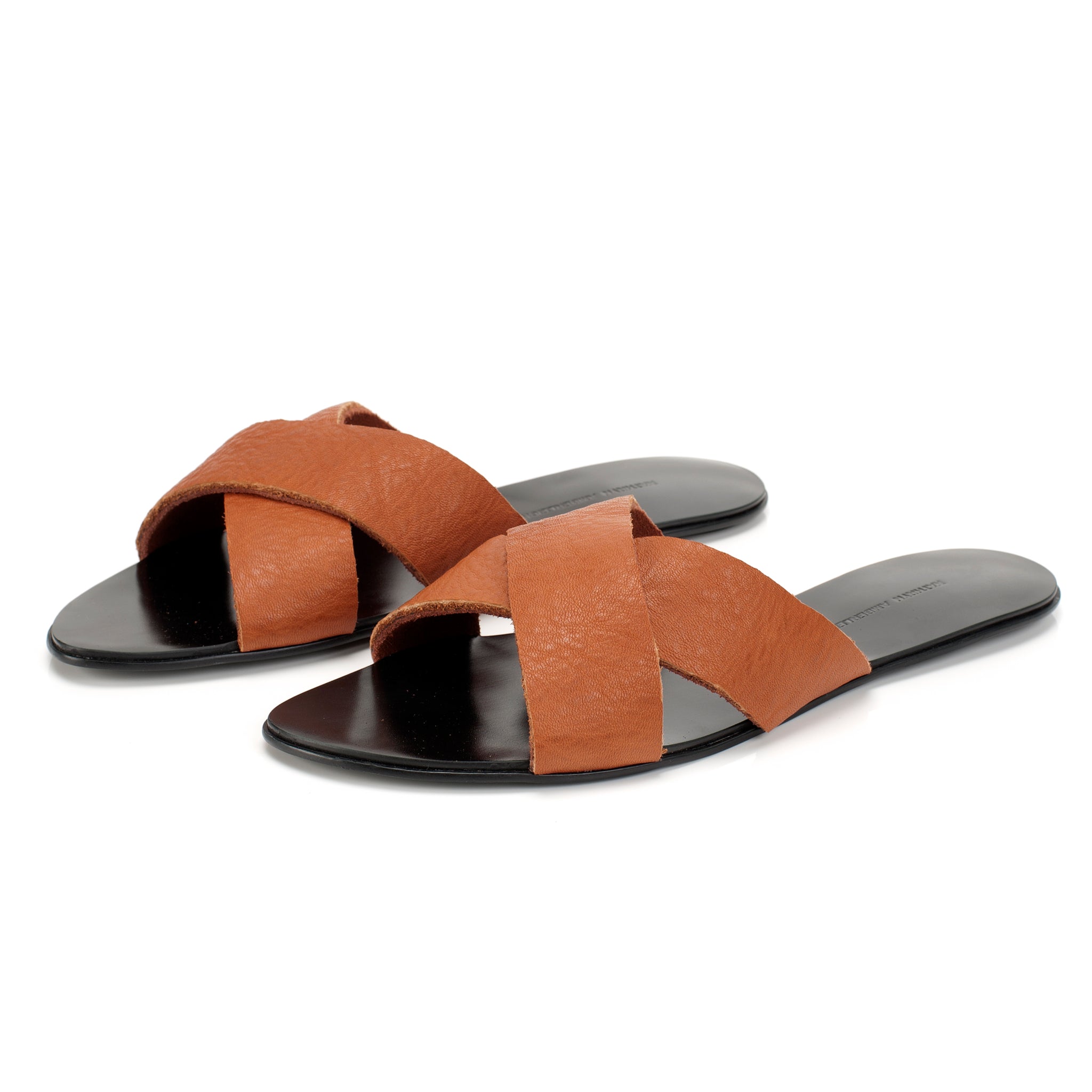 7519 leather slides; tangerine