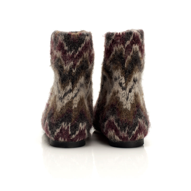 5035 wool boots; wine and olive