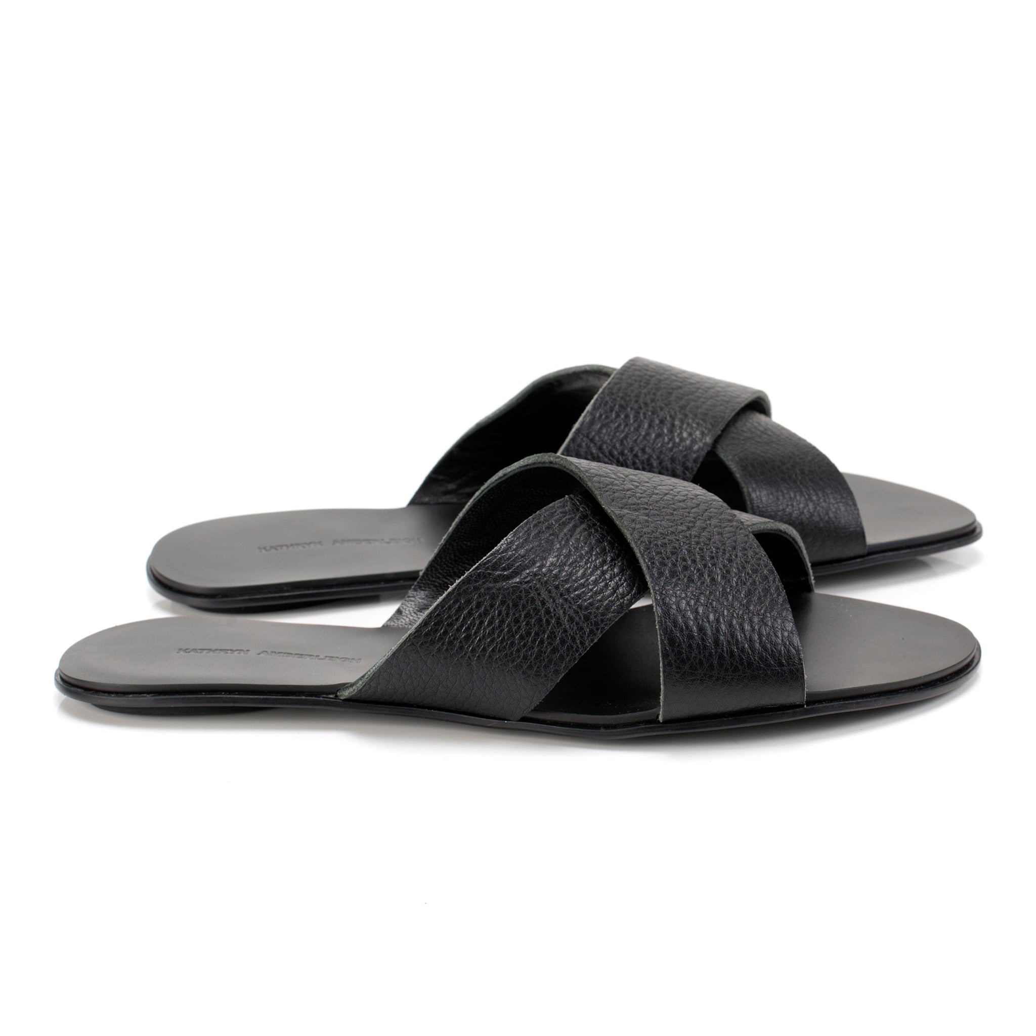 7519 leather slides; black