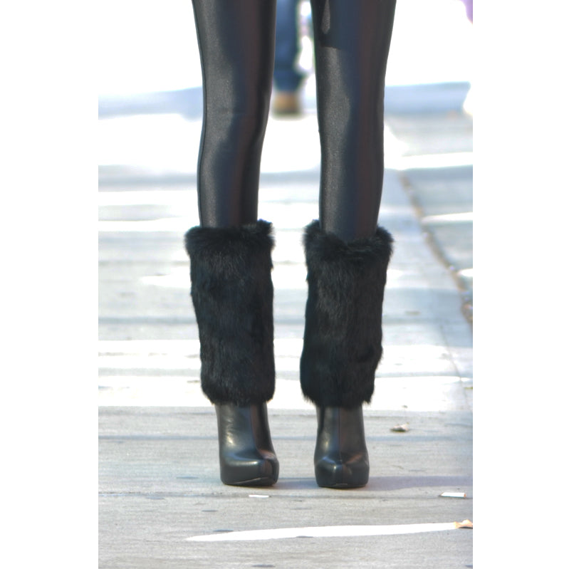 1501 fur and leather boots; black