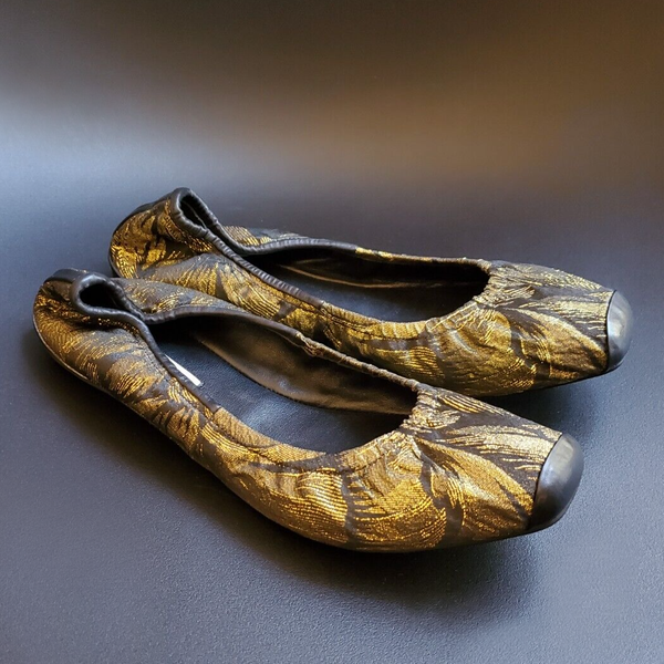 9001 jacquard and leather loafers; gold