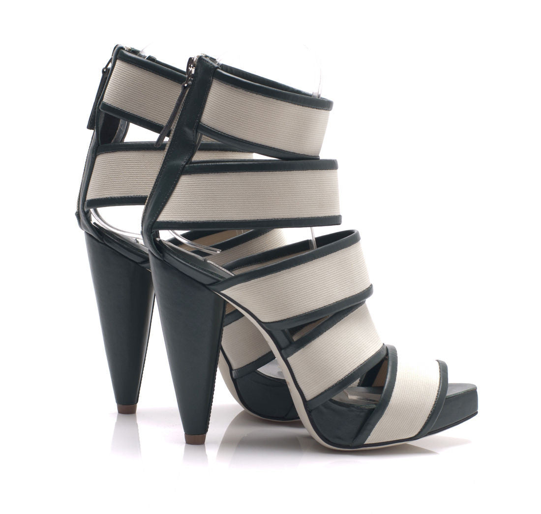 7303 banded heels; stone and green