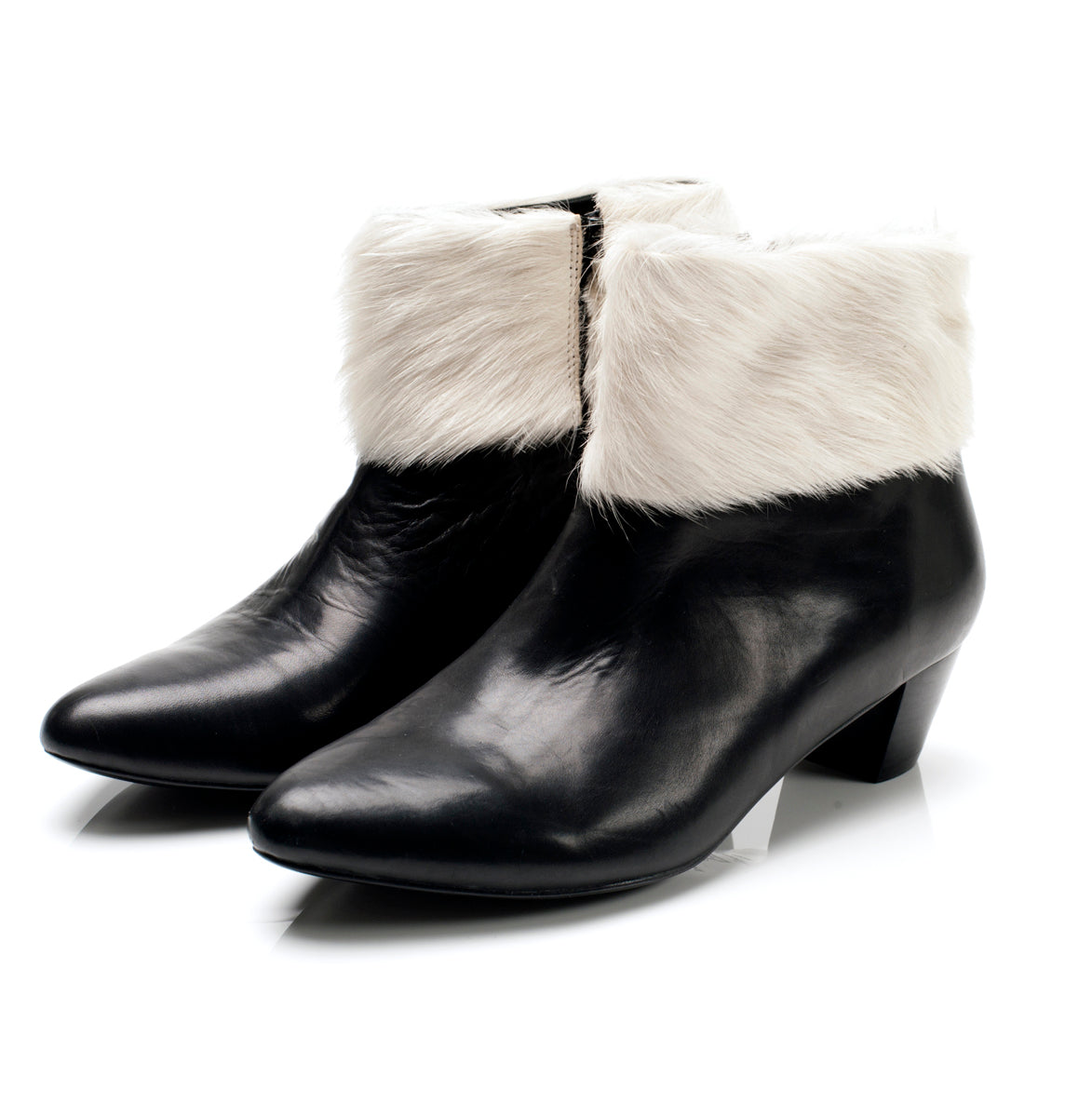 K614 leather boots; black and cream