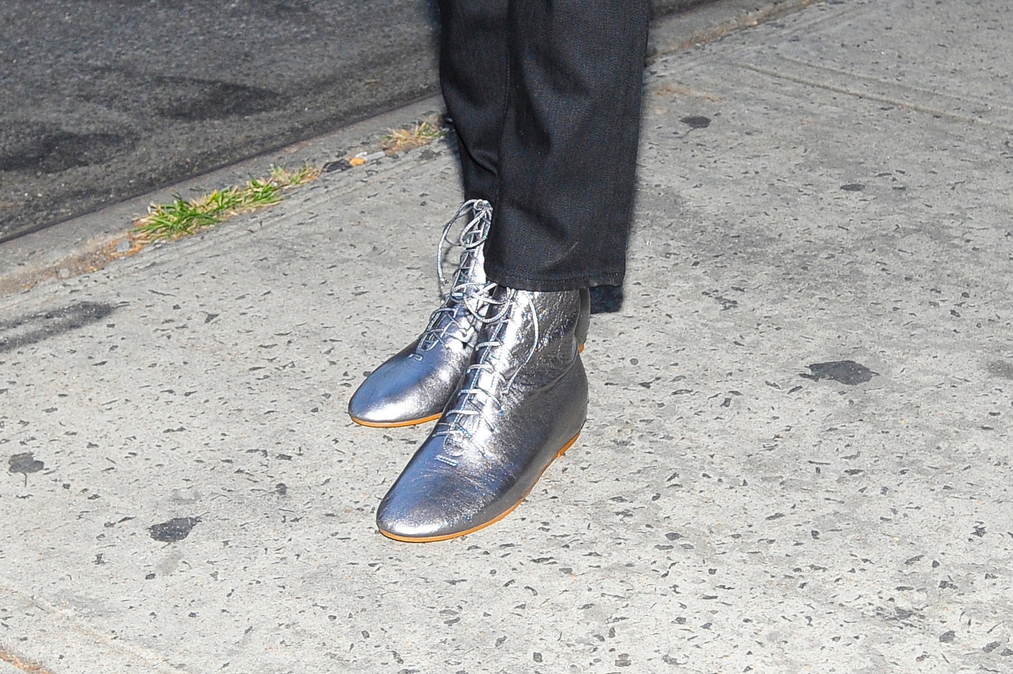 J117 leather boots; retro silver