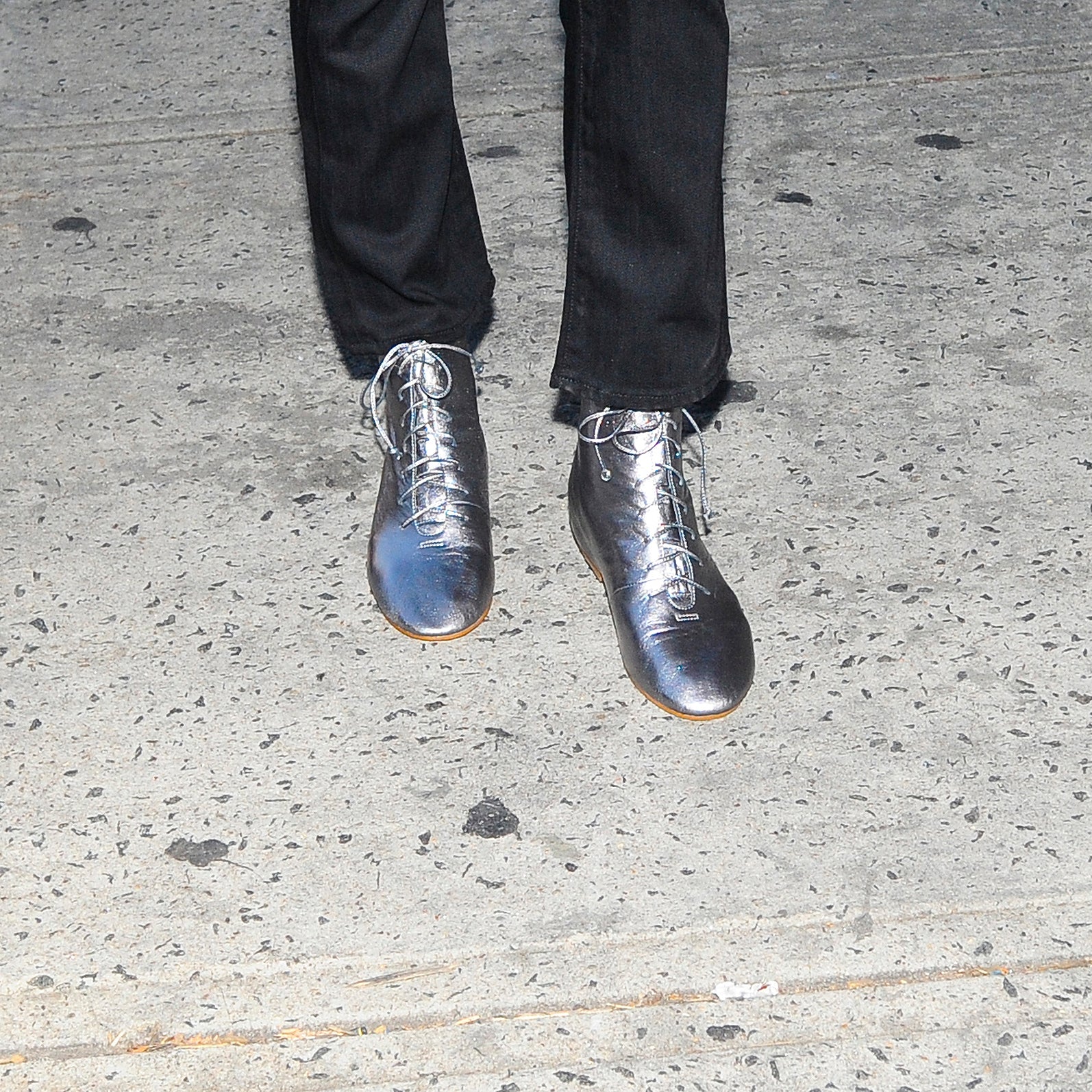 J117 leather boots; retro silver