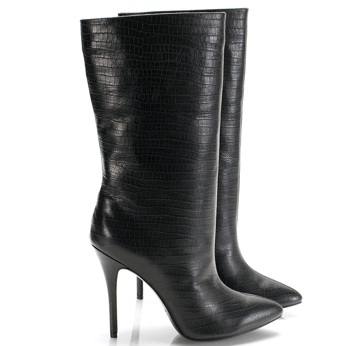 K535 leather boots; black croc