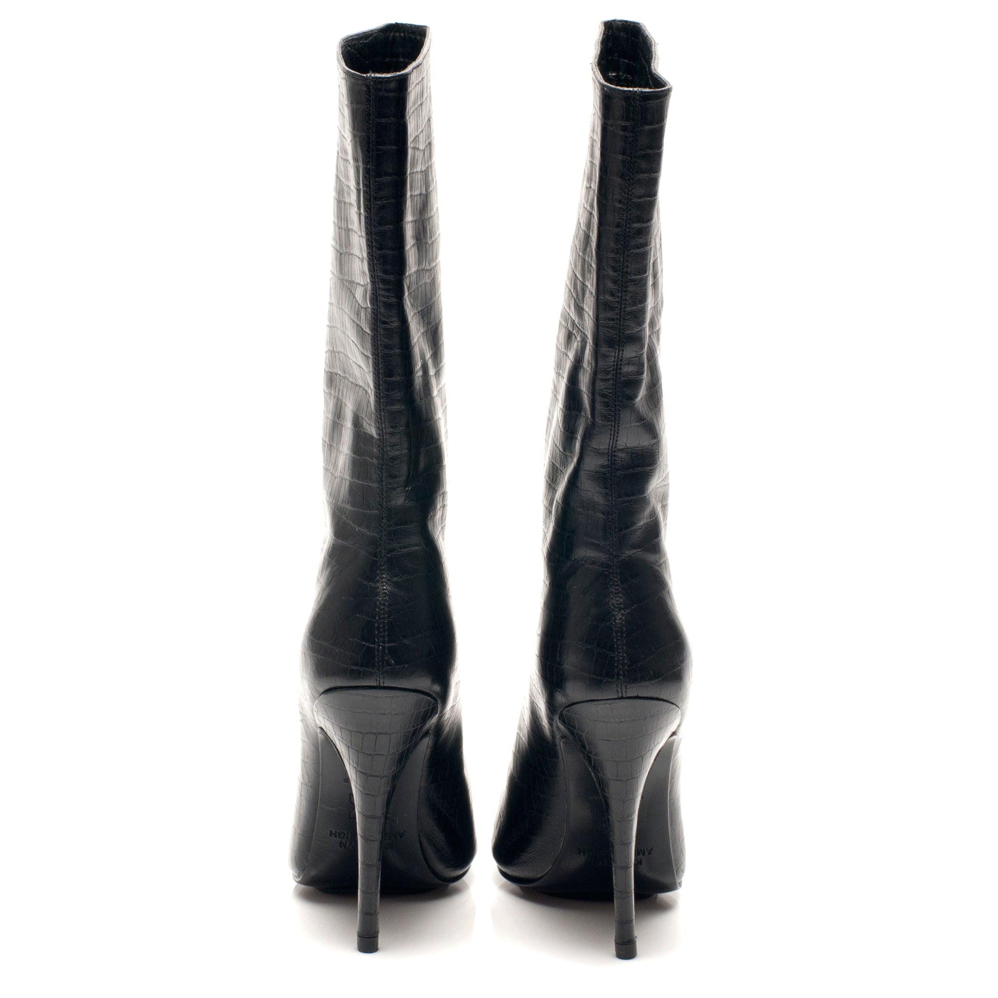K535 leather boots; black croc