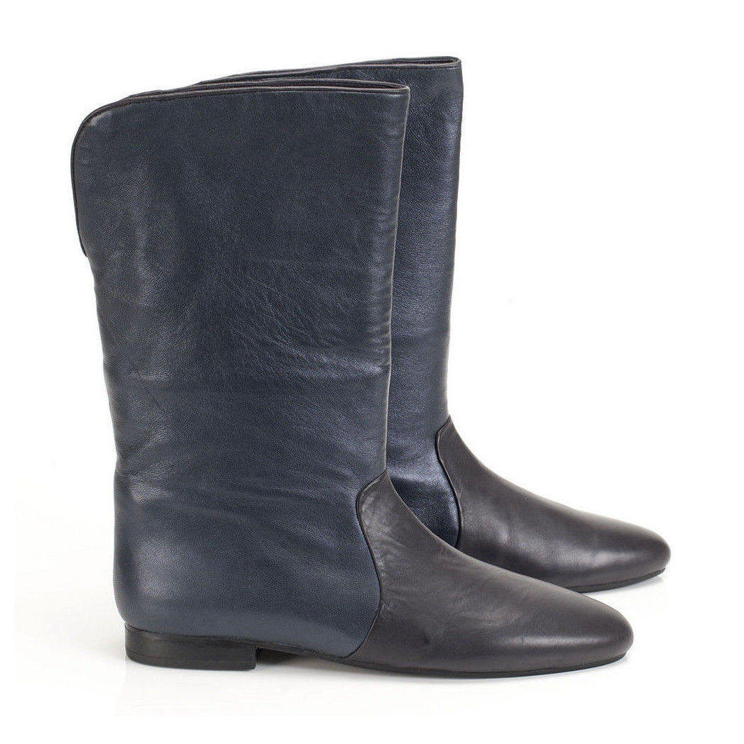 J556 leather boots; black and midnight