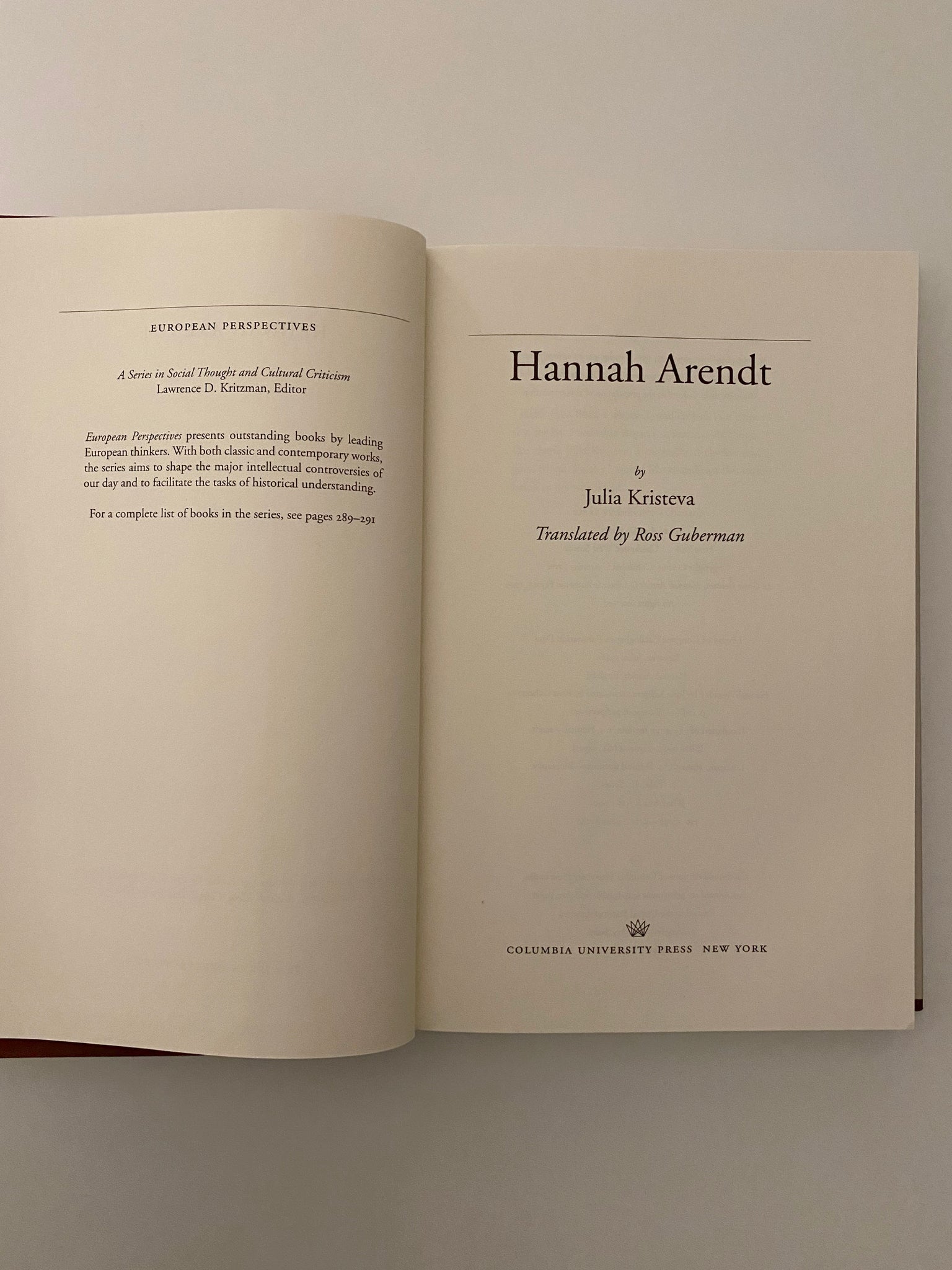 JULIA KRISTEVA : HANNAH ARENDT