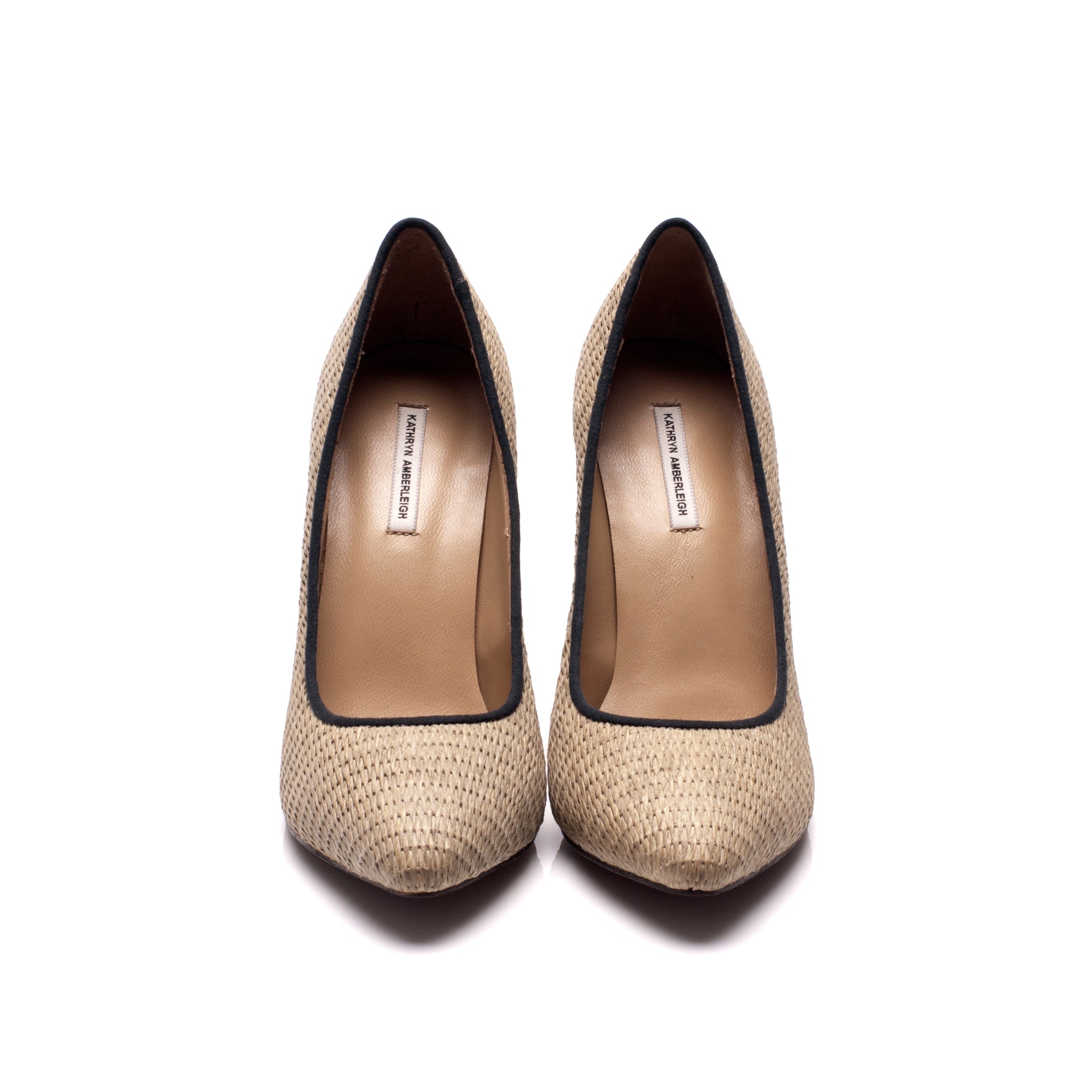 K405 raffia and silk heels; natural