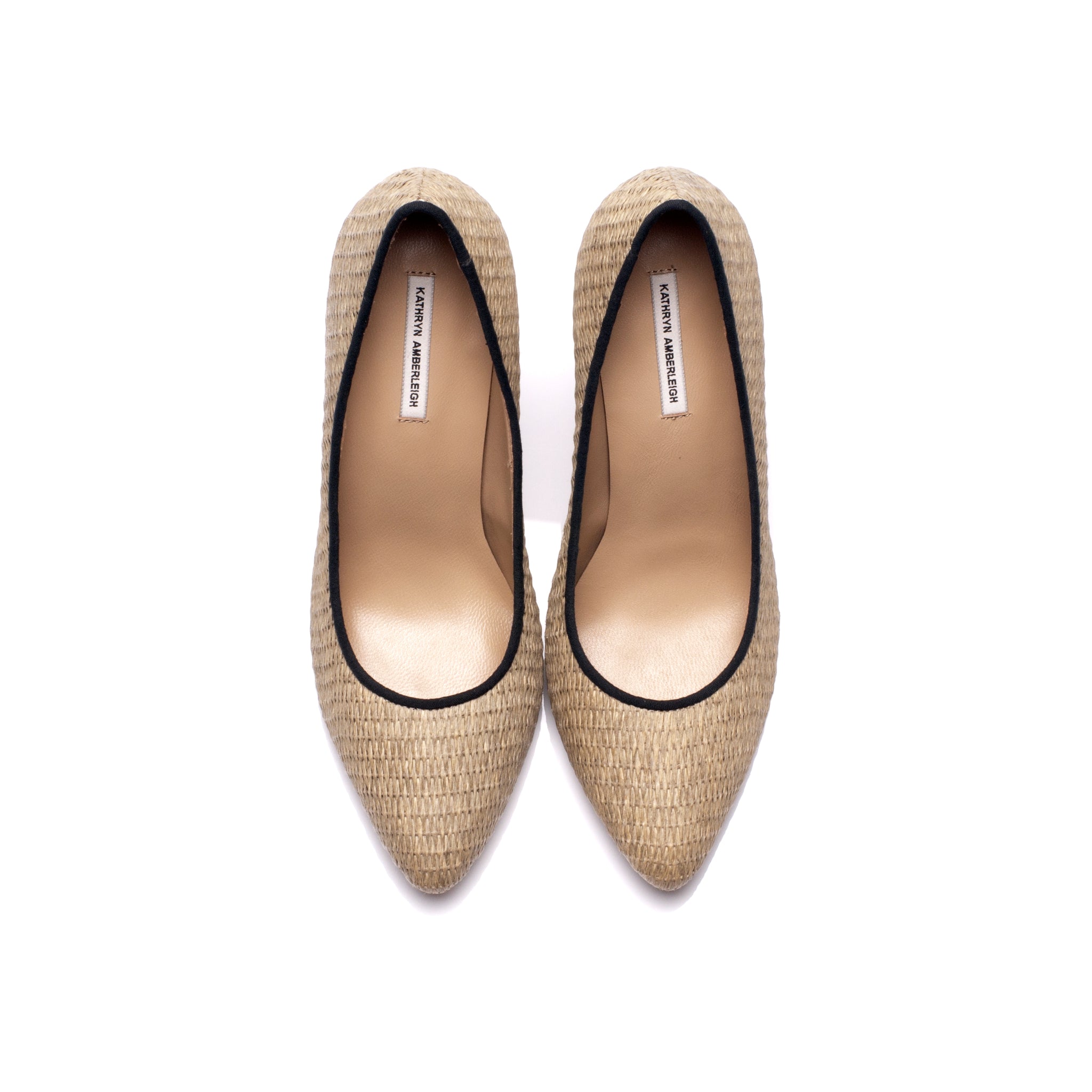K405 raffia and silk heels; natural