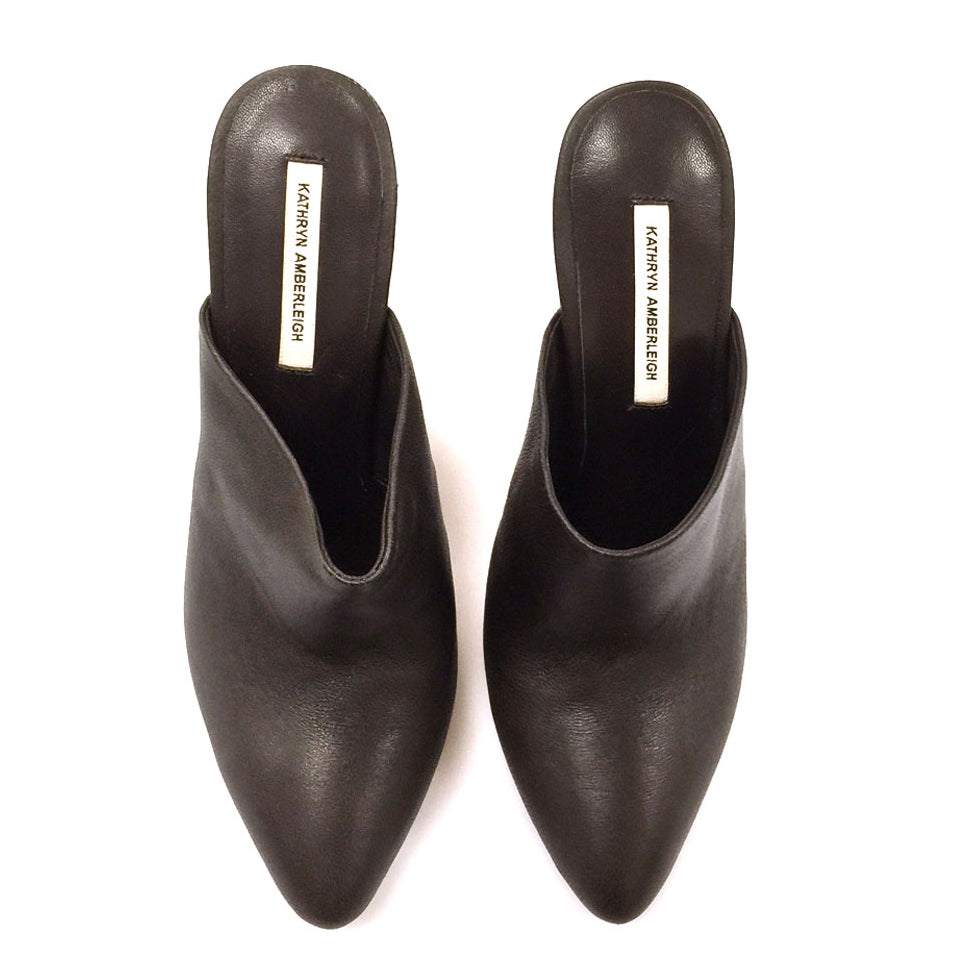 K604 leather and suede mules; chocolate