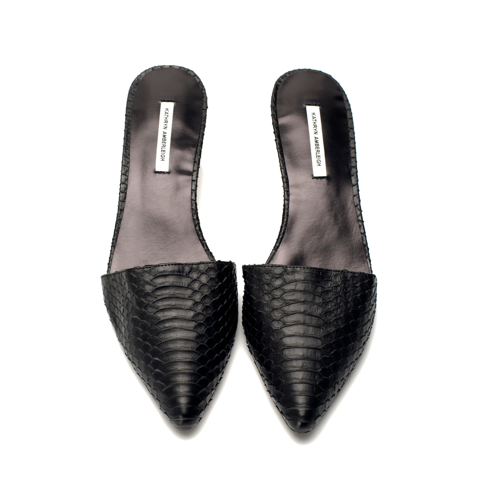 K606 snakeskin mules; noir