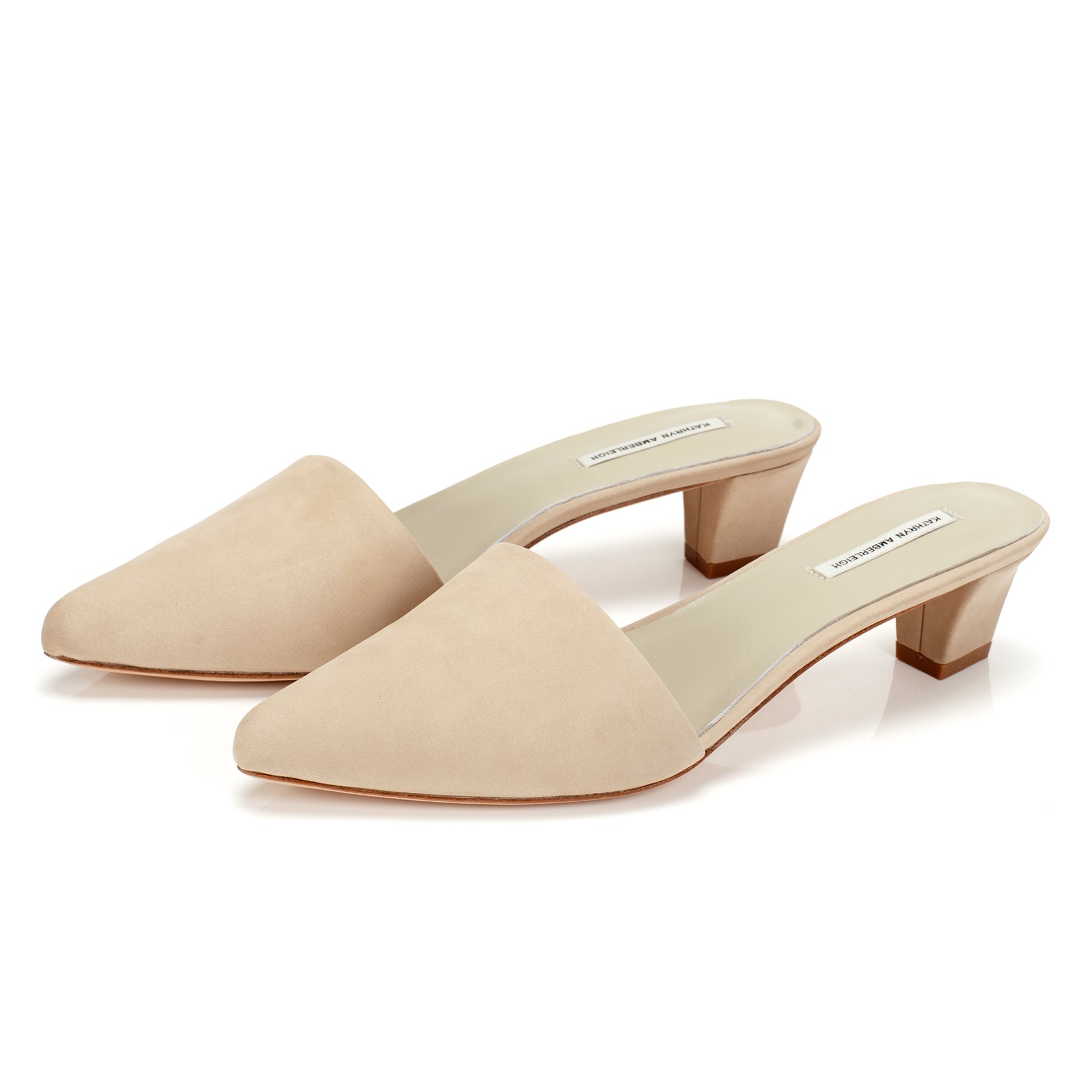 K606 nubuck mules; beige