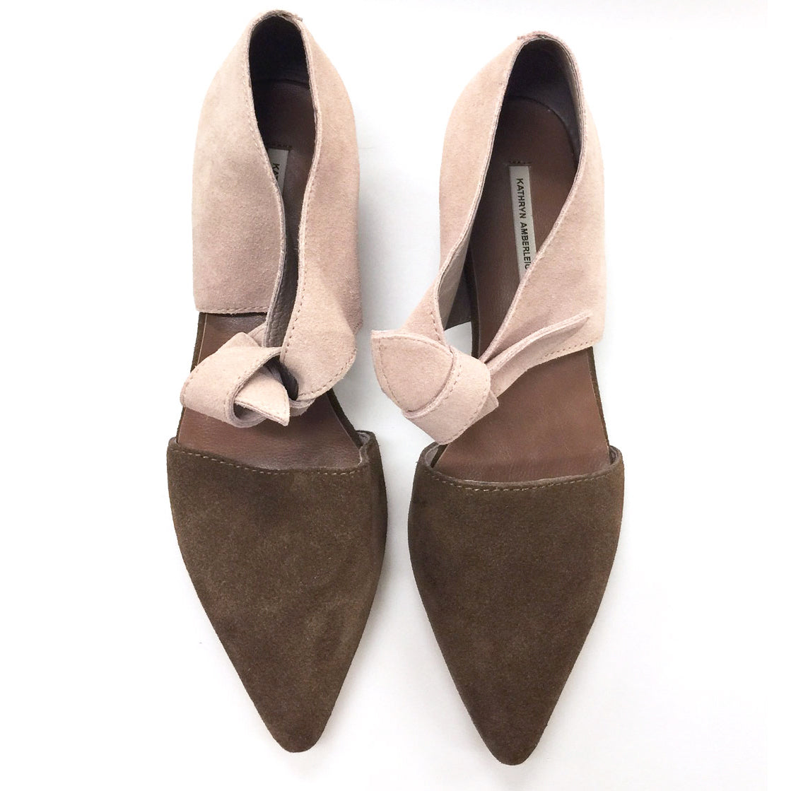 K674 suede pumps; brown and pink