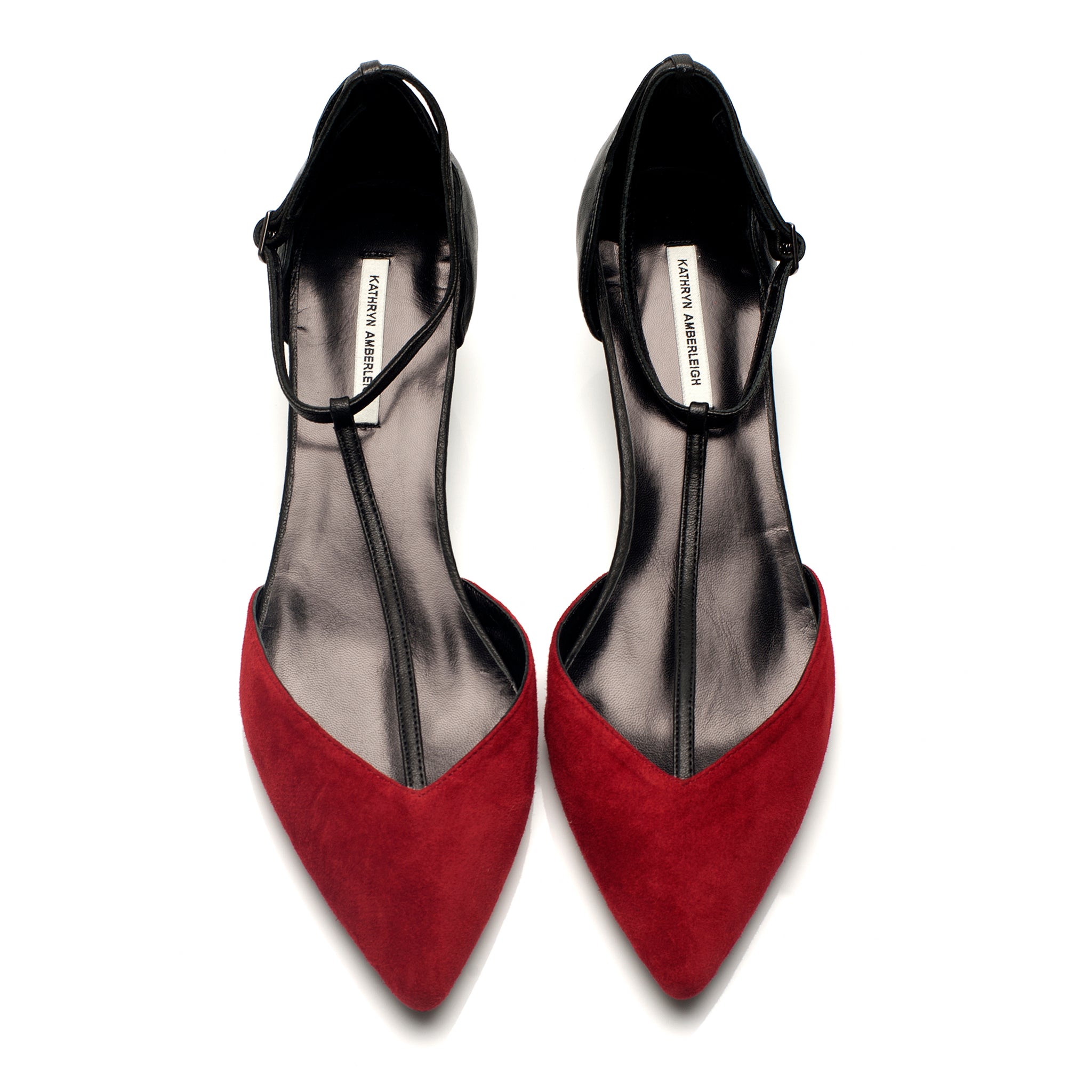 K702 suede and leather pumps; red and black