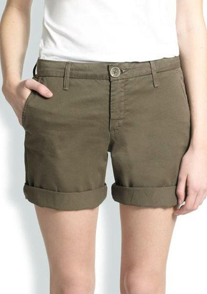 JOIE : COTTON TWILL SHORTS, ARMY