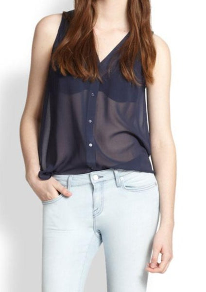JOIE : SILK BLOUSE, NAVY