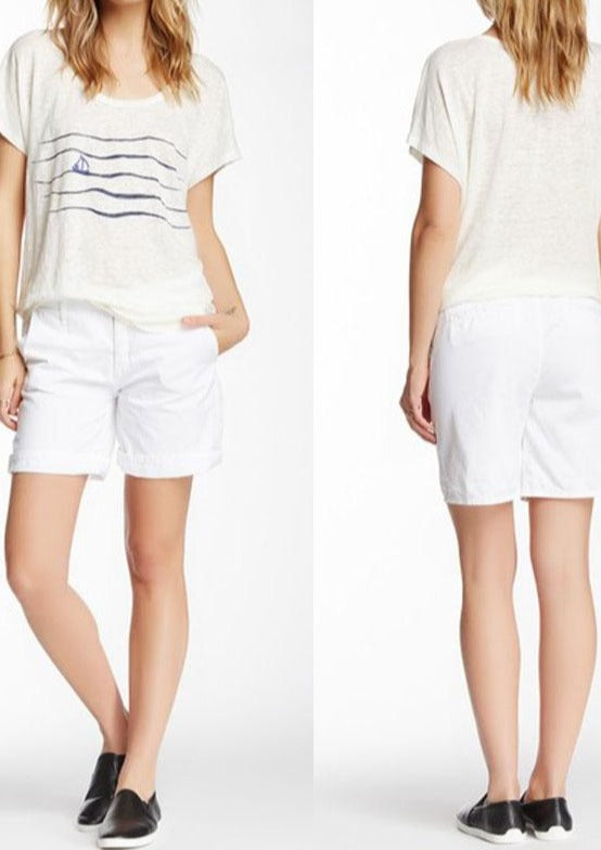JOIE : COTTON TWILL SHORTS, WHITE