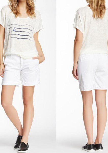 JOIE : COTTON TWILL SHORTS, WHITE