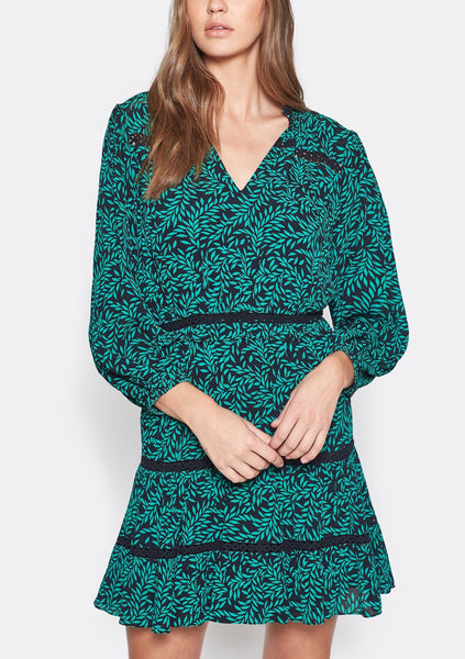 JOIE : SALAMA LEAF PRINT DRESS, CAVIAR