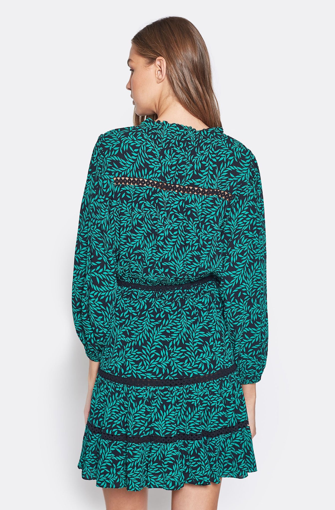 JOIE : SALAMA LEAF PRINT DRESS, CAVIAR