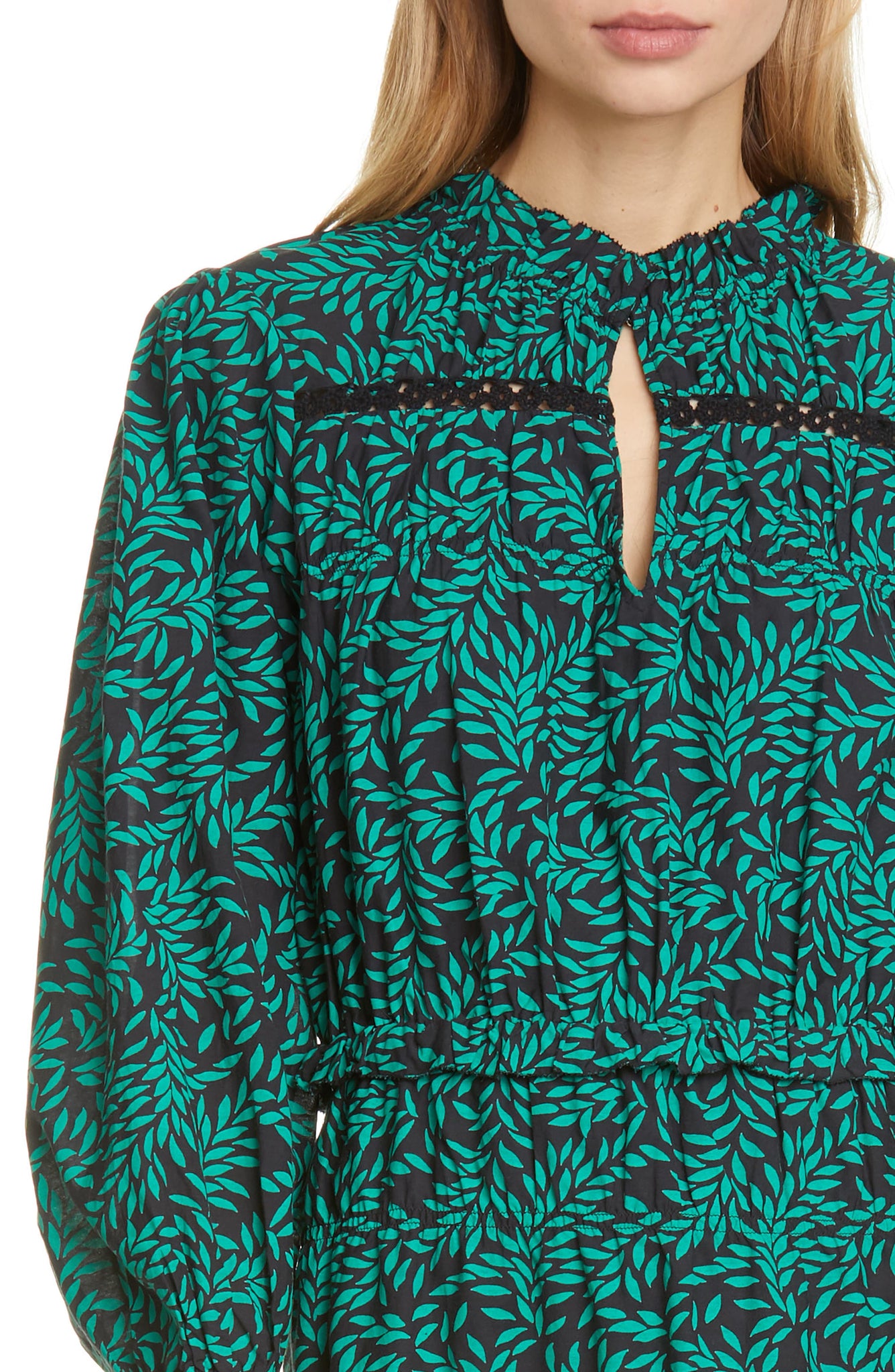 JOIE : SALAMA LEAF PRINT DRESS, CAVIAR