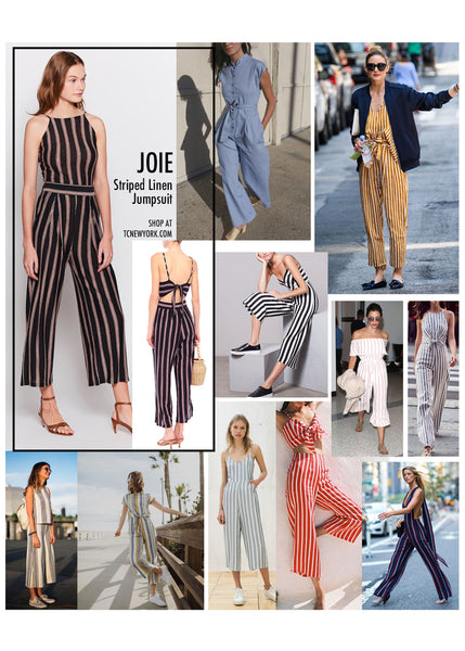 JOIE : STRIPED LINEN JUMPSUIT, BLACK MULTI