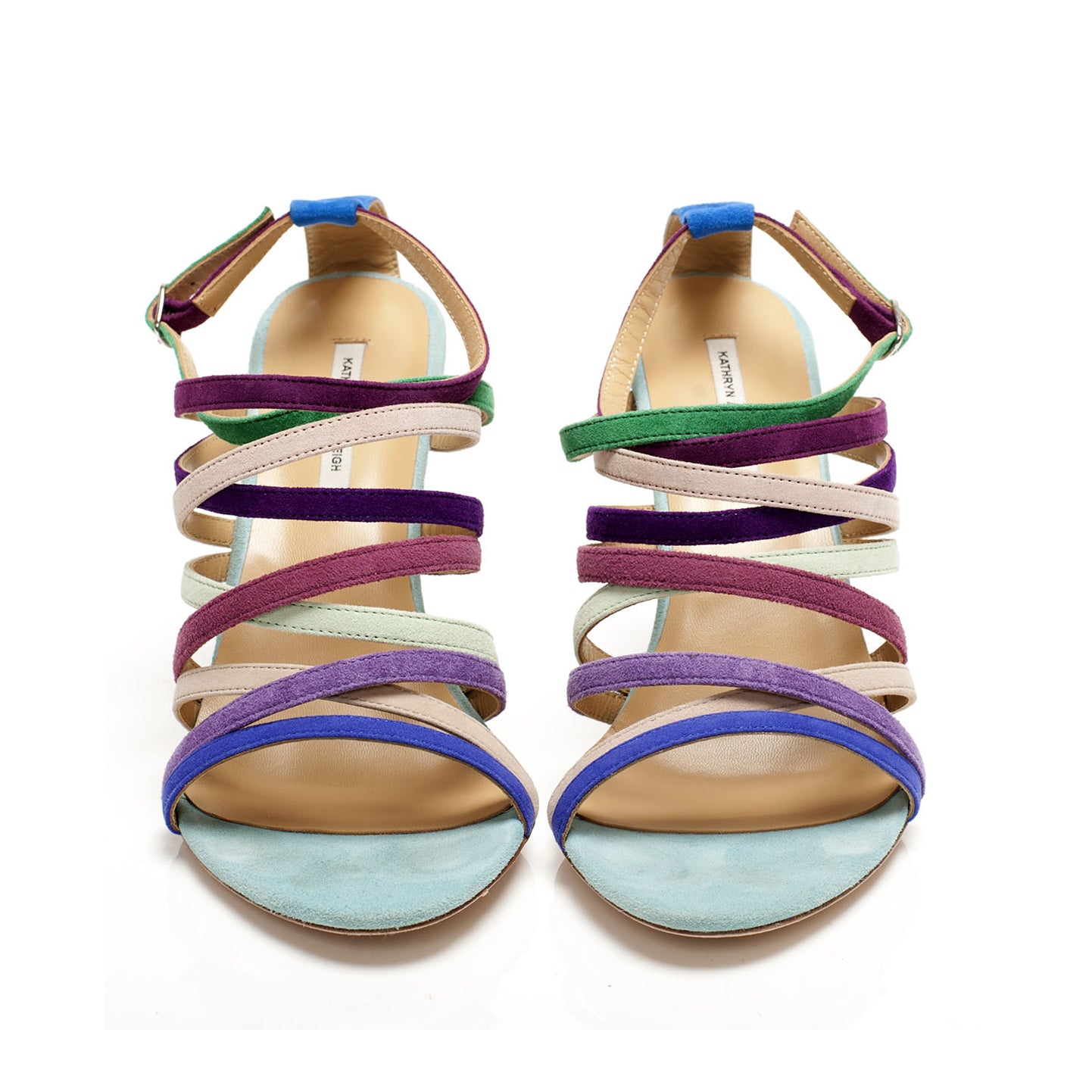K411 suede heels; sky multi