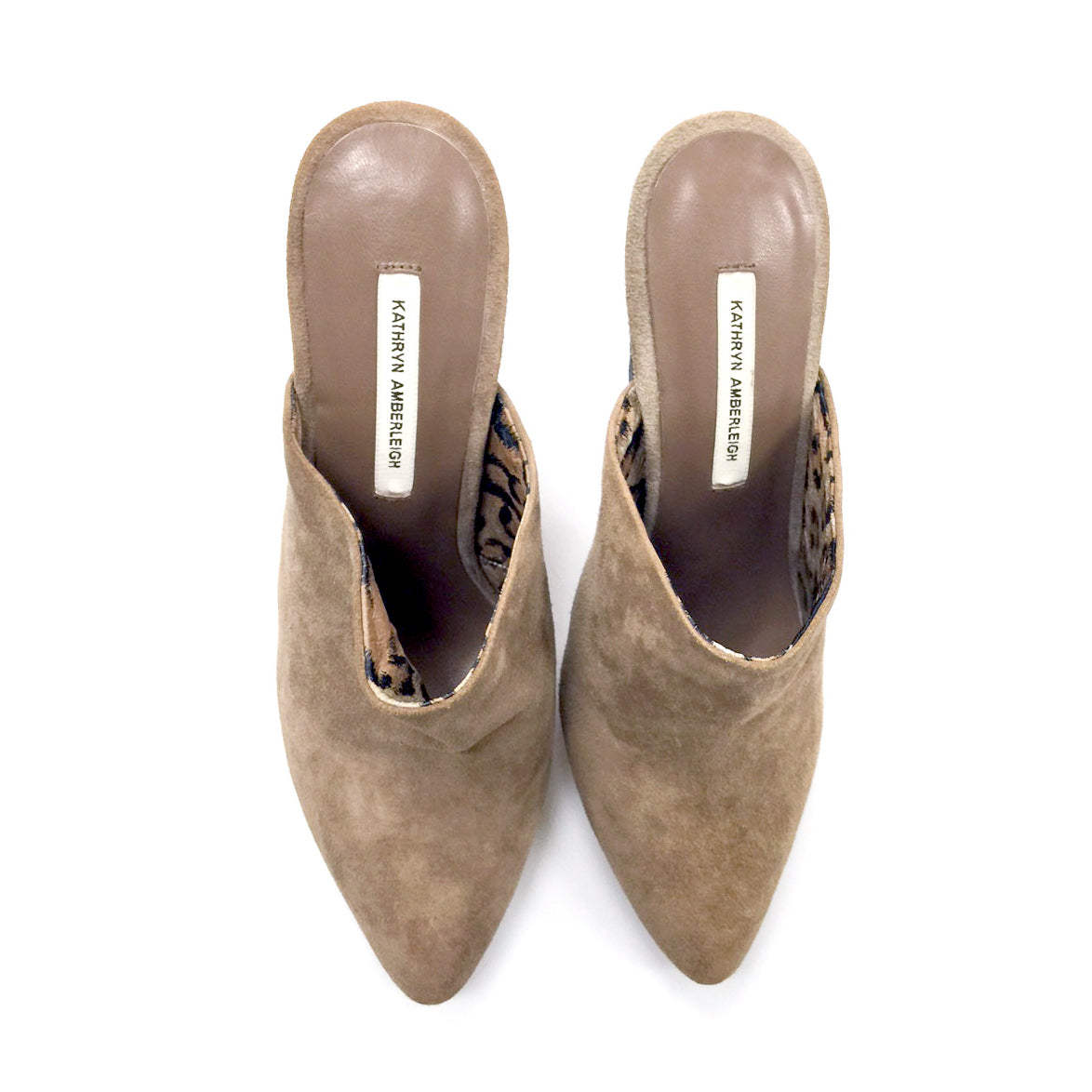 K604 suede and hair mules; mocha and grey leo
