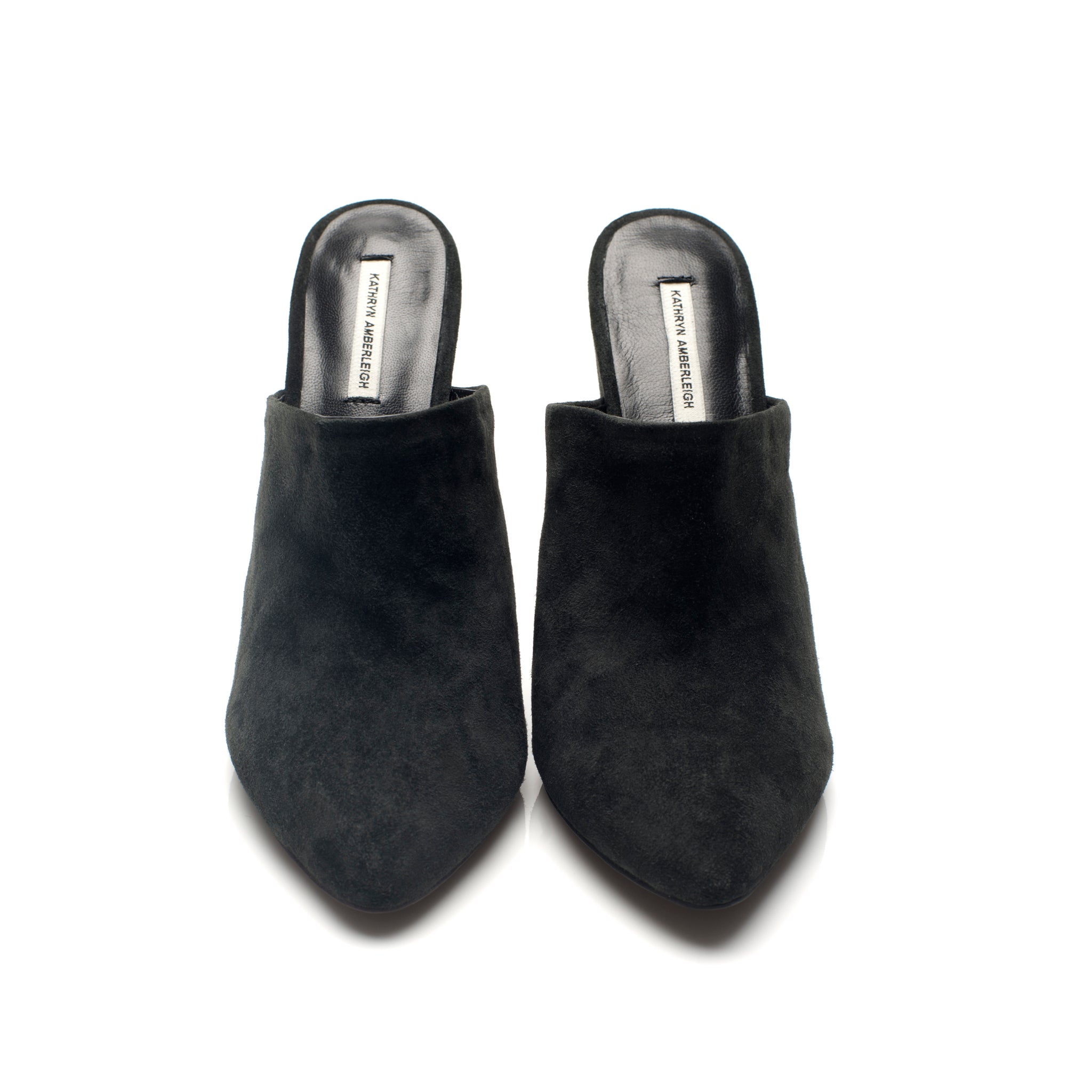 K604 suede mules; coal