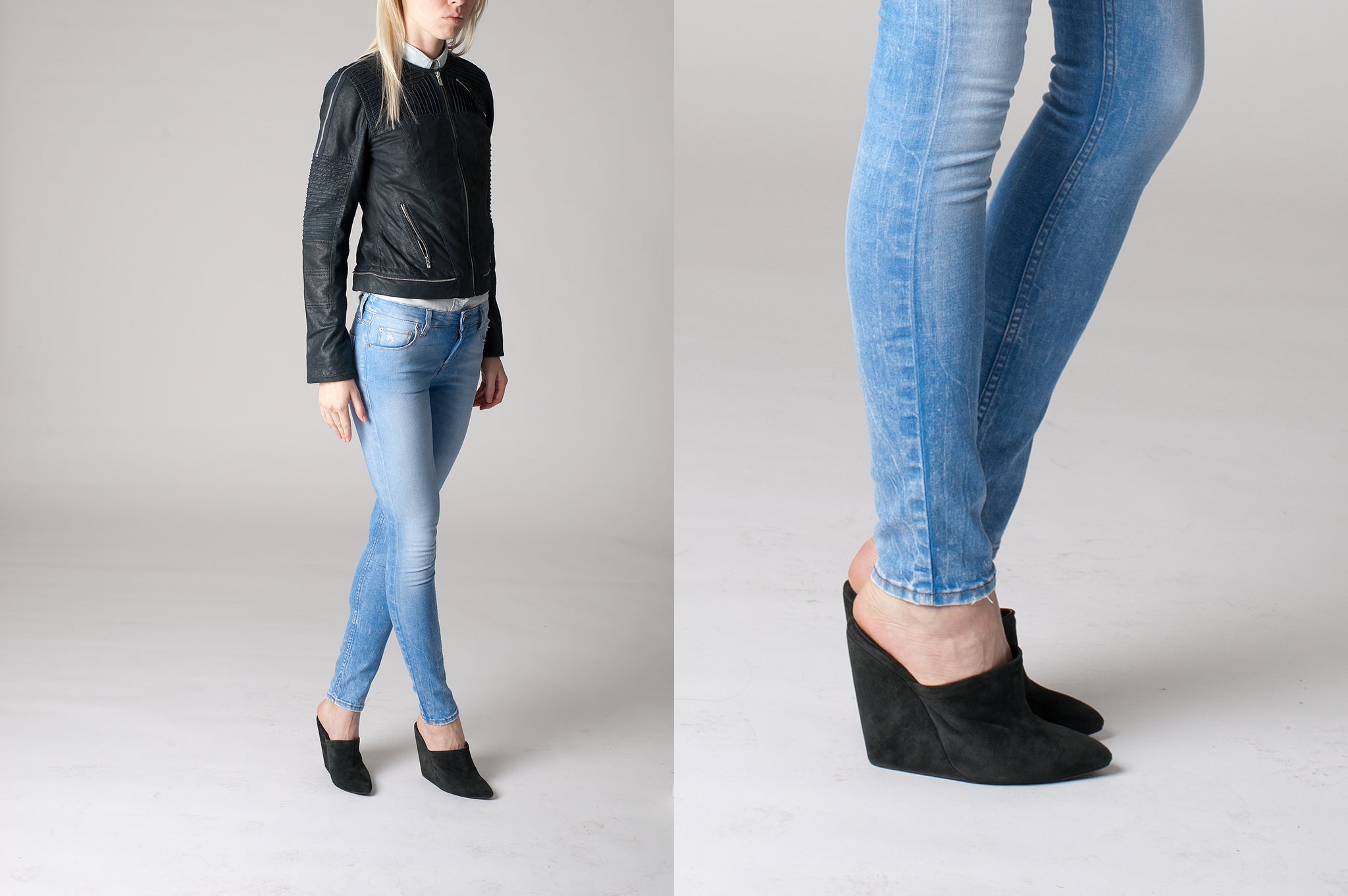 K604 suede mules; coal