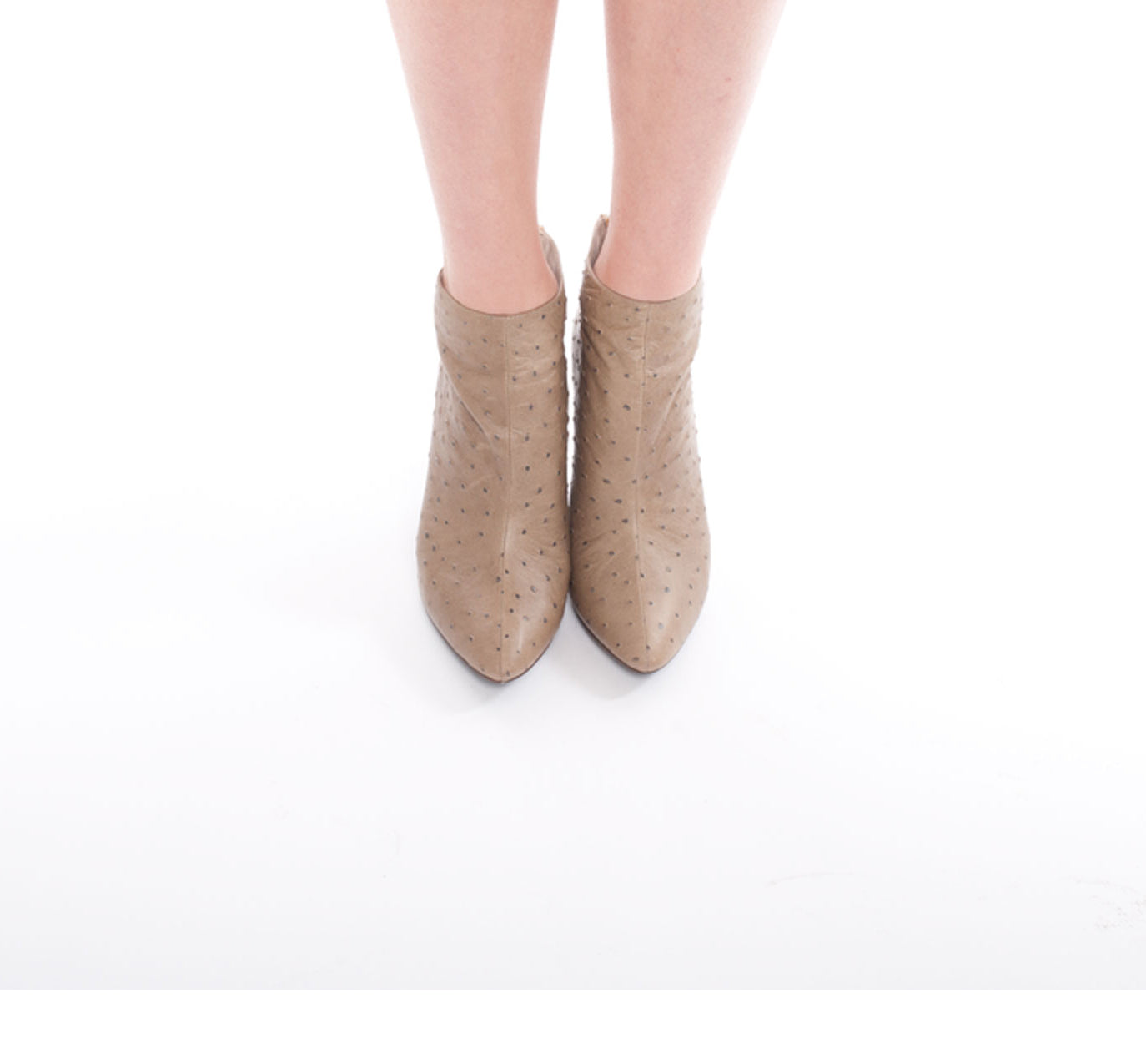 K610 leather boots; french grey ostrich