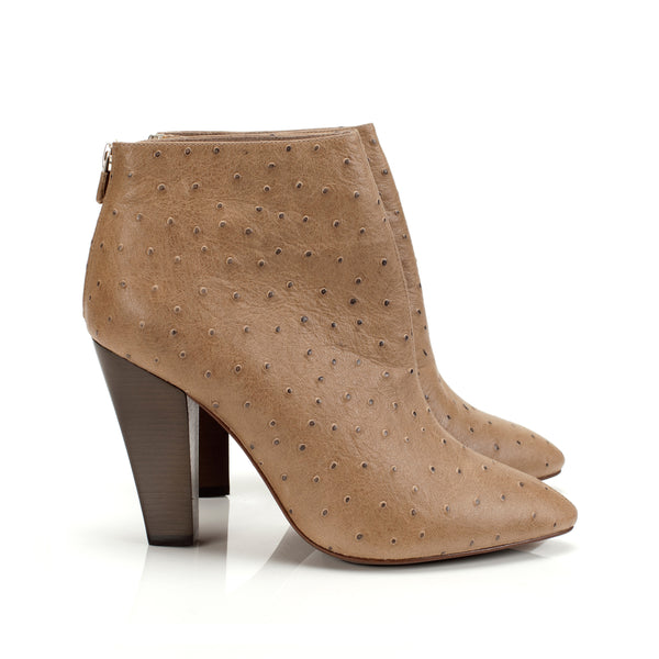 K610 leather boots; french grey ostrich