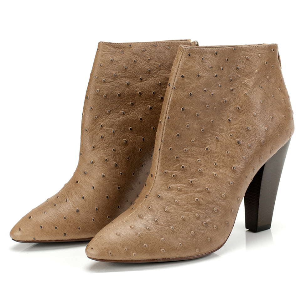 K610 leather boots; french grey ostrich