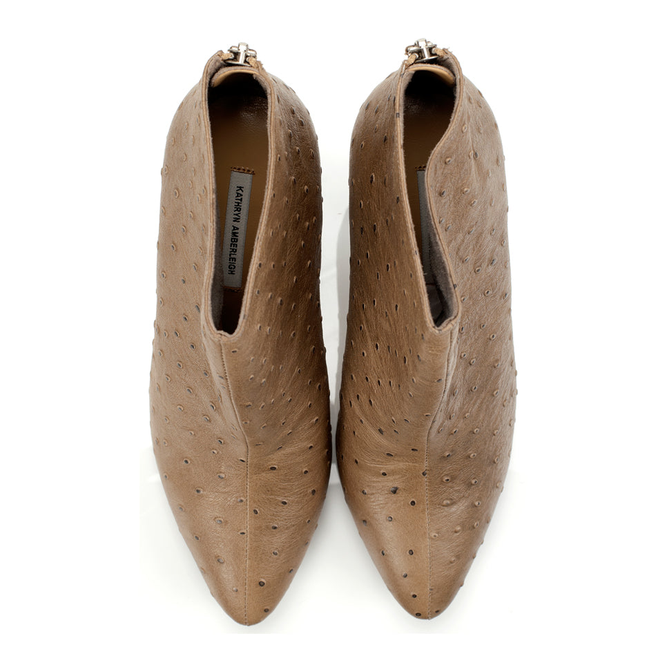 K610 leather boots; french grey ostrich